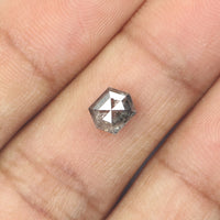 1.00 CT Natural Loose Diamond, Hexagon Cut Diamond, Salt and Pepper Diamond, Black Diamond, Grey Diamond, Rustic Rose Cut Diamond KDL276