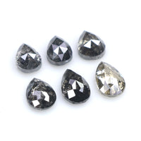 Natural Loose Pear Salt And Pepper Diamond Black Grey Color 1.66 CT 4.20 MM Pear Shape Rose Cut Diamond L790