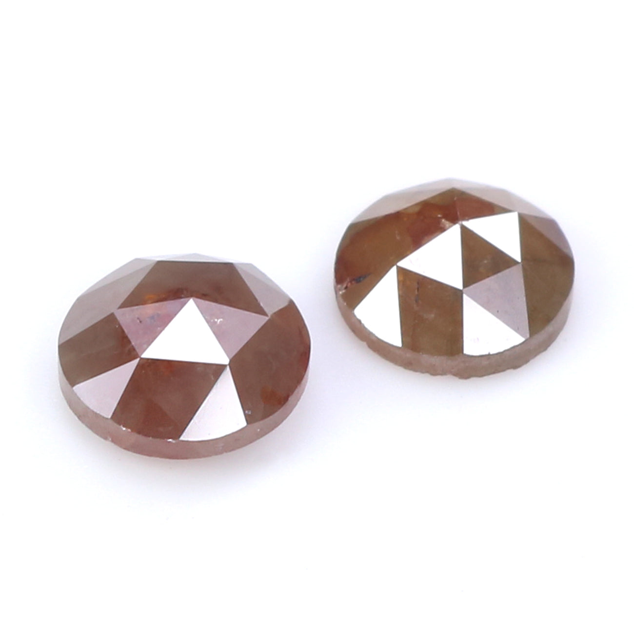 1.44 CT Natural Loose Round Rose Cut Pair Diamond Brown Color Round Cut Diamond 5.40 MM Natural Grey Diamond Round Rose Cut Diamond LQ7792