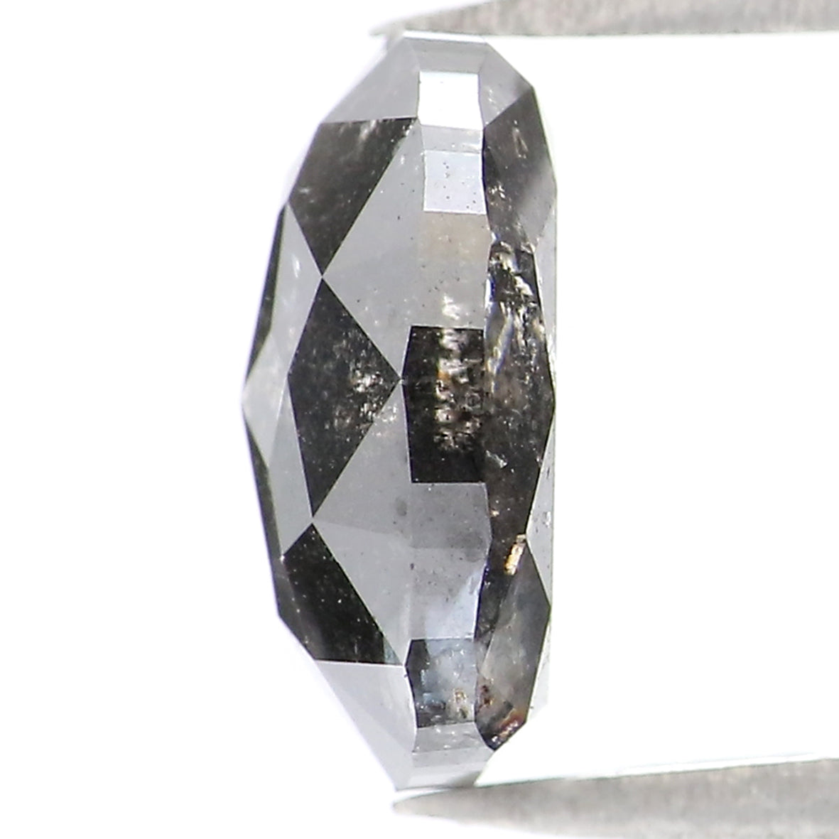 Natural Loose Oval Salt And Pepper Diamond Black Grey Color 2.22 CT 8.74 MM Oval Shape Rose Cut Diamond KDL2070