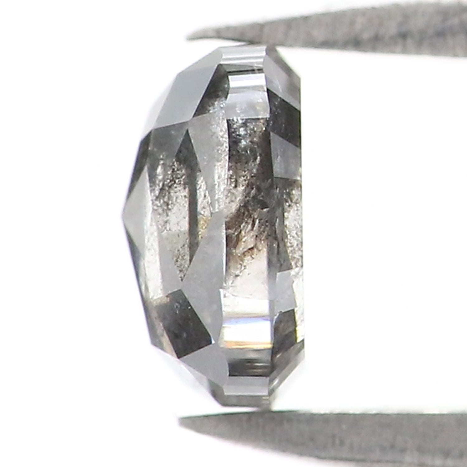 0.61 CT Natural Loose Cushion Shape Diamond Salt And Pepper Cushion Shape Diamond 5.20 MM Black Grey Color Cushion Rose Cut Diamond QL2717