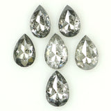 Natural Loose Pear Salt And Pepper Diamond Black Grey Color 0.83 CT 3.90 MM Pear Shape Rose Cut Diamond L1251