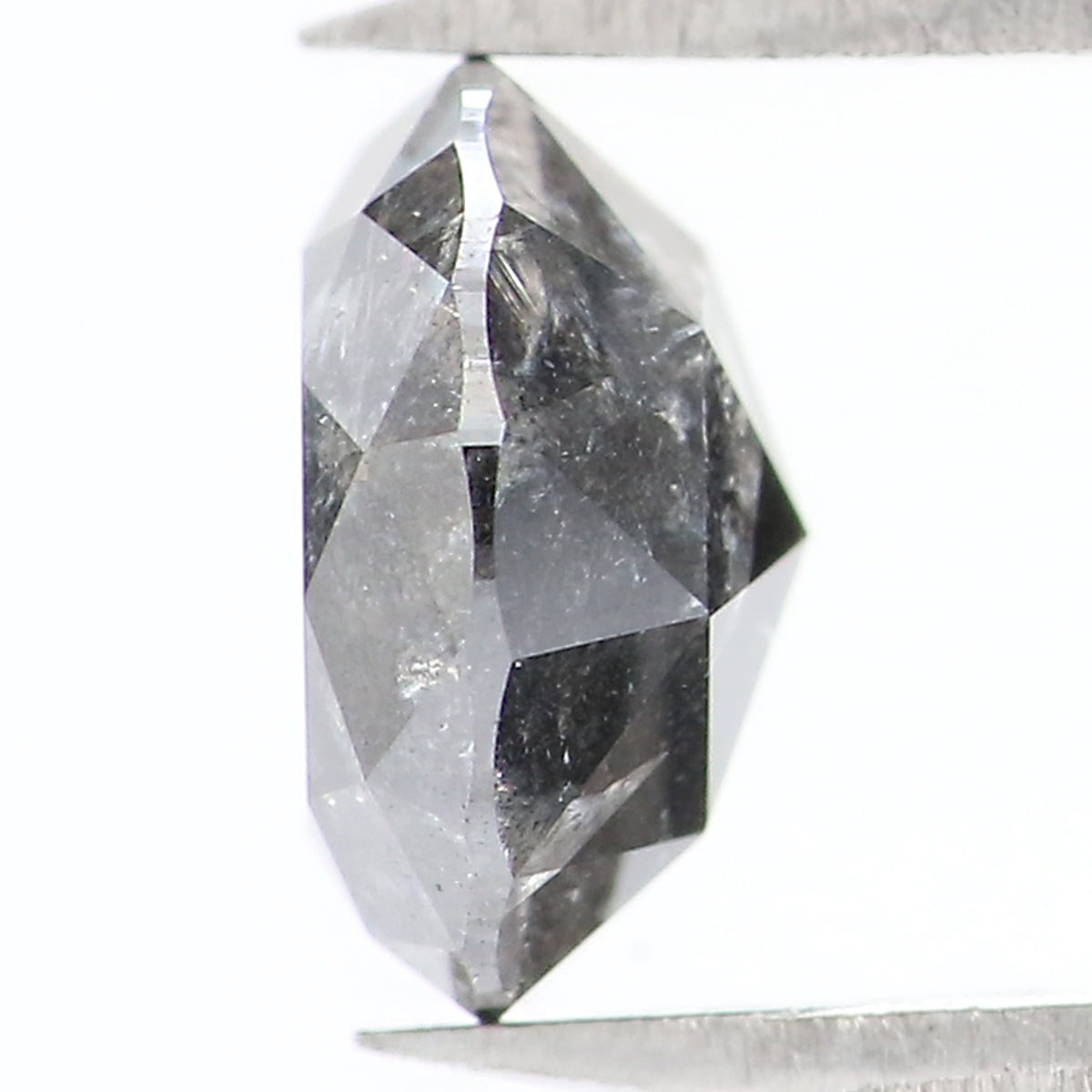 Natural Loose Rose Cut Salt And Pepper Diamond Black Grey Color 1.26 CT 6.70 MM Rose Cut Shape Diamond L278