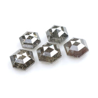 Natural Loose Hexagon Salt And Pepper Diamond Black Grey Color 1.24 CT 3.10 MM Hexagon Shape Rose Cut Diamond KDL7558