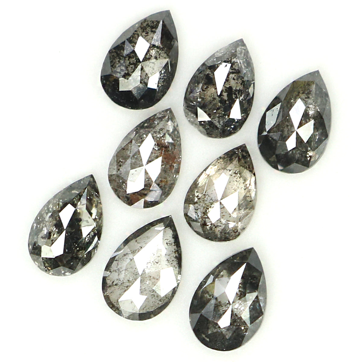 Natural Loose Pear Salt And Pepper Diamond Black Grey Color 1.00 CT 4.00 MM Pear Shape Rose Cut Diamond KDL1317