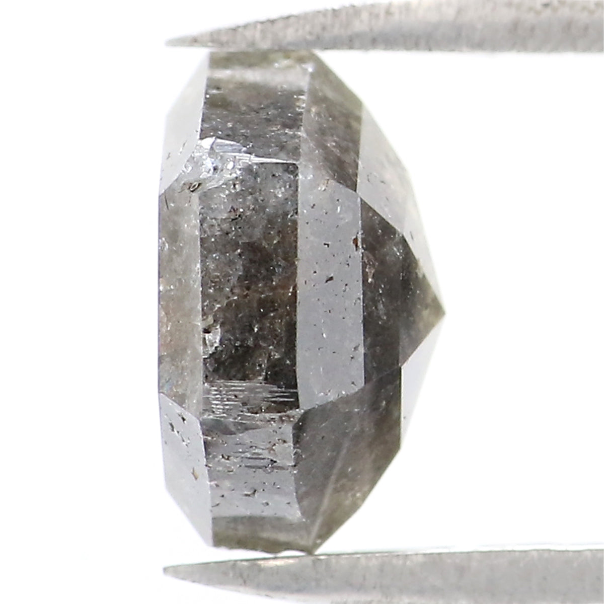 Natural Loose Hexagon Salt And Pepper Diamond Black Grey Color 2.50 CT 7.40 MM Hexagon Shape Rose Cut Diamond KR1754