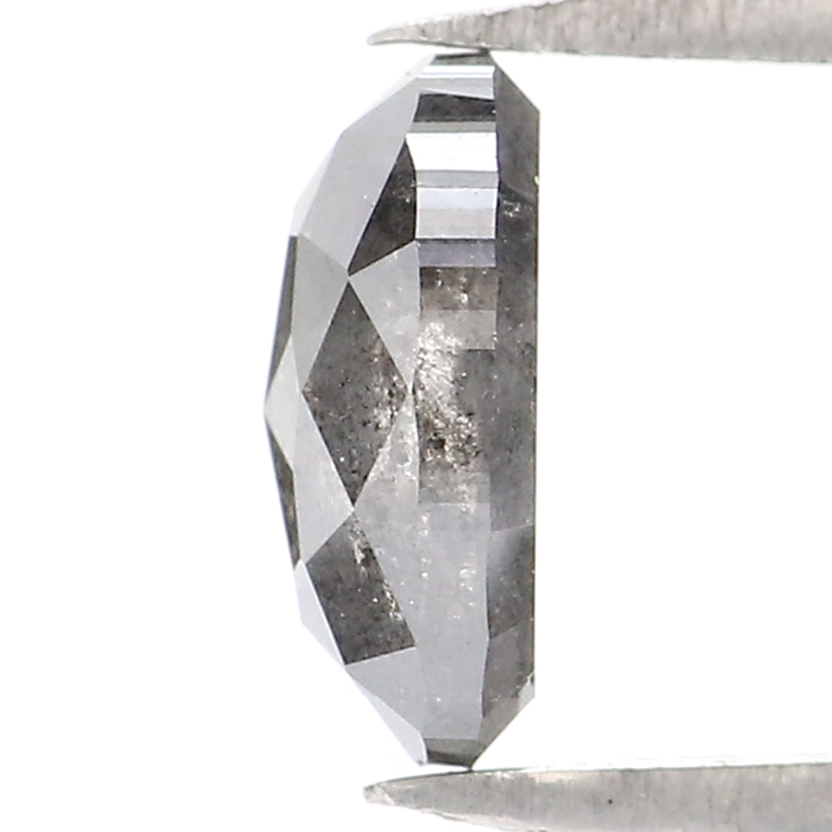 0.87 CT Natural Loose Oval Shape Diamond Salt And Pepper Oval Rose Cut Diamond 6.70 MM Black Grey Color Oval Shape Rose Cut Diamond LQ2059
