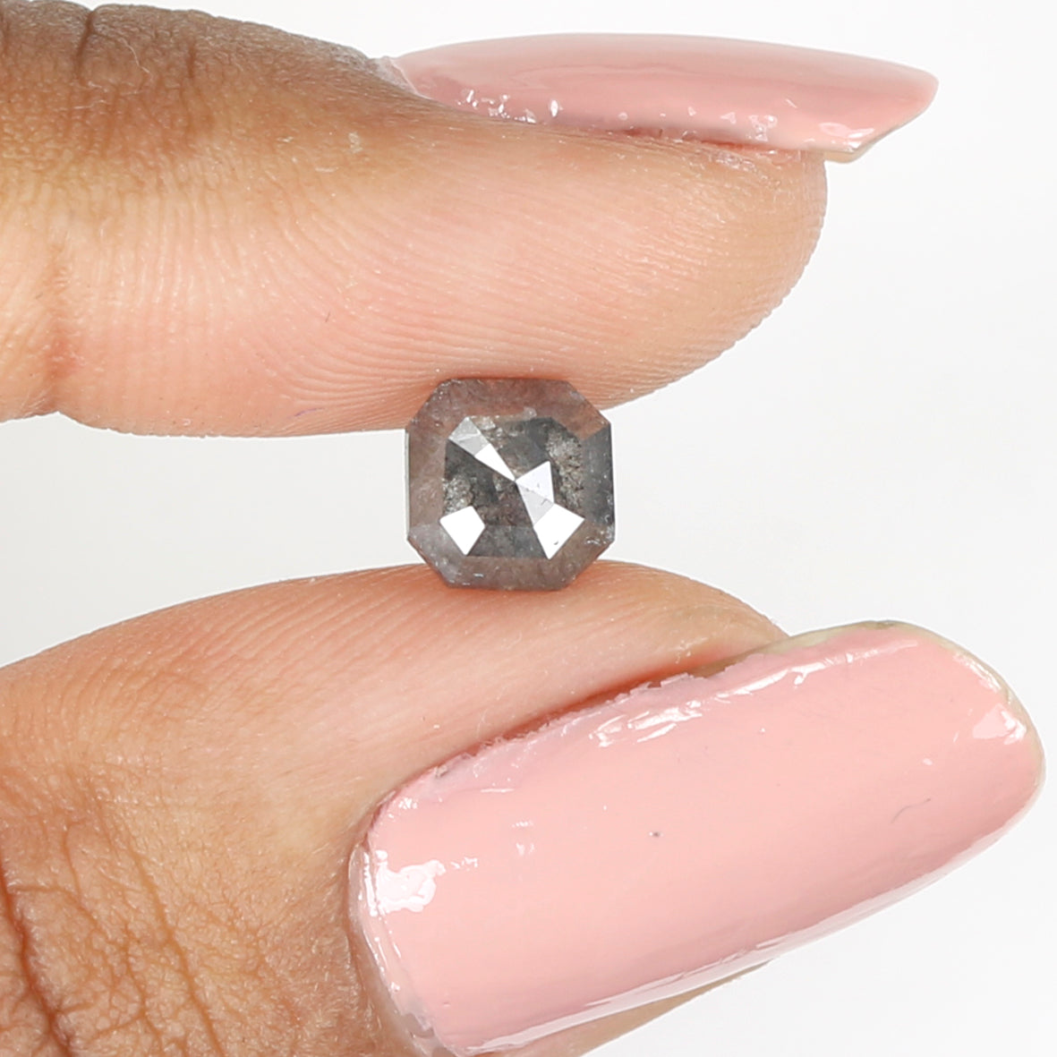 1.08 CT Natural Loose Emerald Shape Diamond Salt And Pepper Emerald Cut Diamond 6.50 MM Natural Black Grey Emerald Rose Cut Diamond QL7004