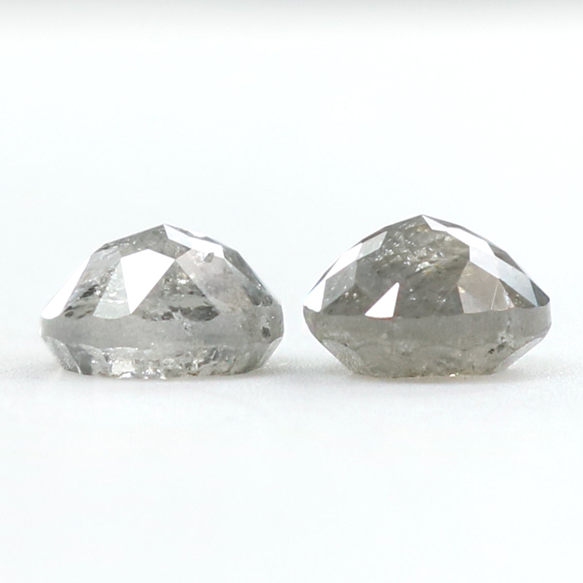 0.98 CT Natural Loose Round Rose Cut Pair Diamond Salt And Pepper Round Shape Diamond 4.55 MM Natural Black Grey Color Round Diamond QK2442