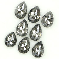 Natural Loose Pear Salt And Pepper Diamond Black Grey Color 1.11 CT 3.75 MM Pear Shape Rose Cut Diamond KDL1281