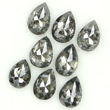 Natural Loose Pear Salt And Pepper Diamond Black Grey Color 1.11 CT 3.75 MM Pear Shape Rose Cut Diamond KDL1281