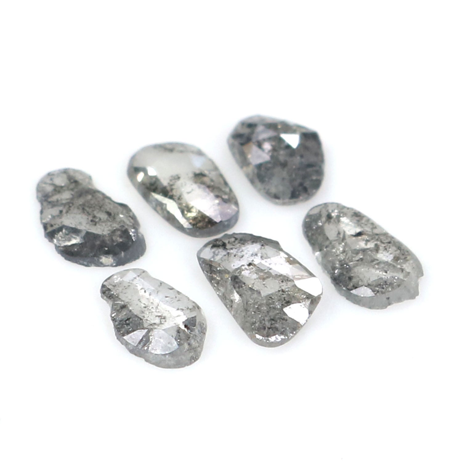 1.02 Ct Natural Loose Slice Shape Diamond Salt And Pepper Slice Diamond 5.00 MM Natural Loose Black Grey Color Irregular Cut Diamond LQ2504