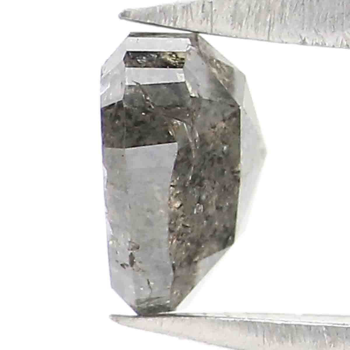 0.74 CT Natural Loose Heart Shape Diamond Salt And Pepper Heart Rose Cut Diamond 5.90 MM Black Grey Color Heart Rose Cut Diamond QK1487