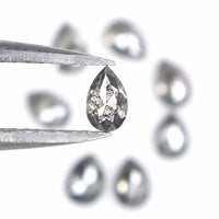 Natural Loose Pear Salt And Pepper Diamond Black Grey Color 0.93 CT 3.50 MM Pear Shape Rose Cut Diamond L1295