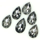 Natural Loose Pear Salt And Pepper Diamond Black Grey Color 0.95 CT 4.25 MM Pear Shape Rose Cut Diamond KDL1256