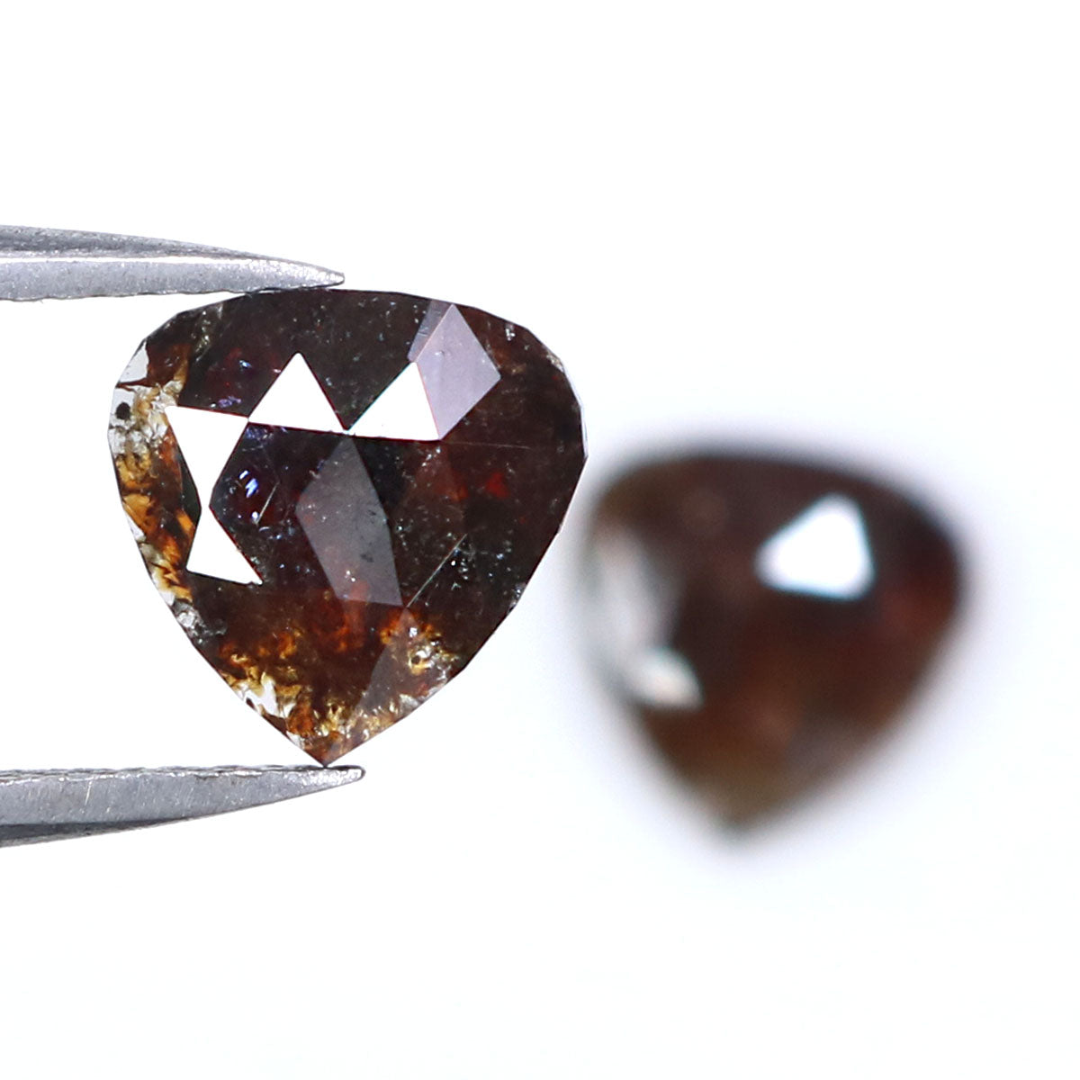 Natural Loose Pair Heart Brown Color Diamond 2.58 CT 7.80 MM Heart Shape Rose Cut Diamond KDL6880