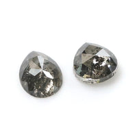 Natural Loose Pear Salt And Pepper Diamond Black Grey Color 0.43 CT 3.85 MM Pear Shape Rose Cut Diamond KR2478