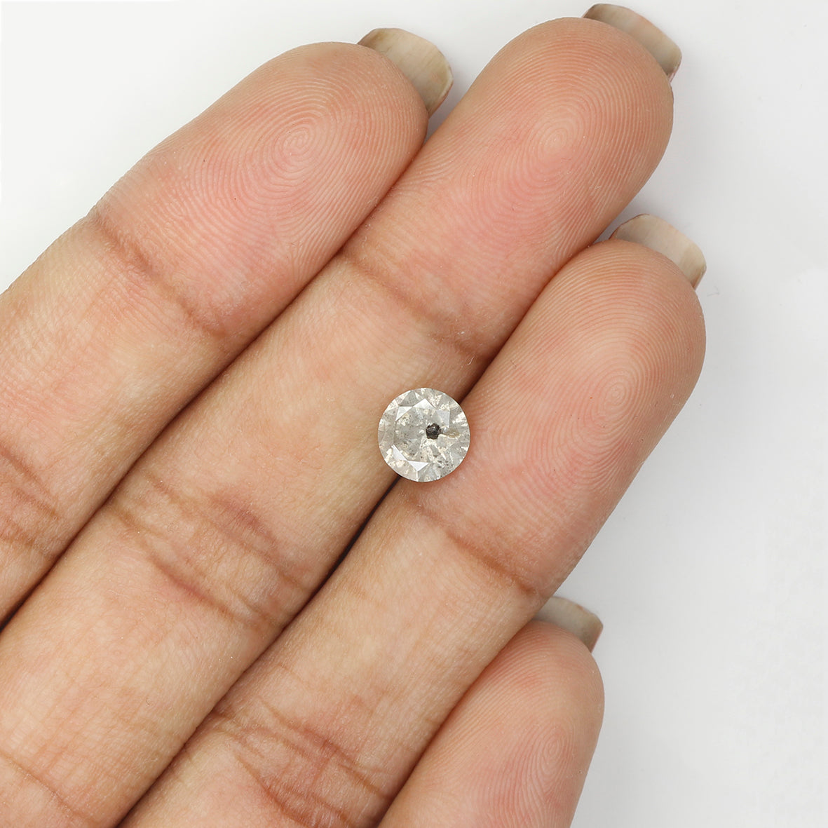 1.06 CT Natural Loose Round Shape Diamond Salt And Pepper Round Cut Diamond 6.60 MM Natural Grey Color Round Brilliant Cut Diamond LQ445