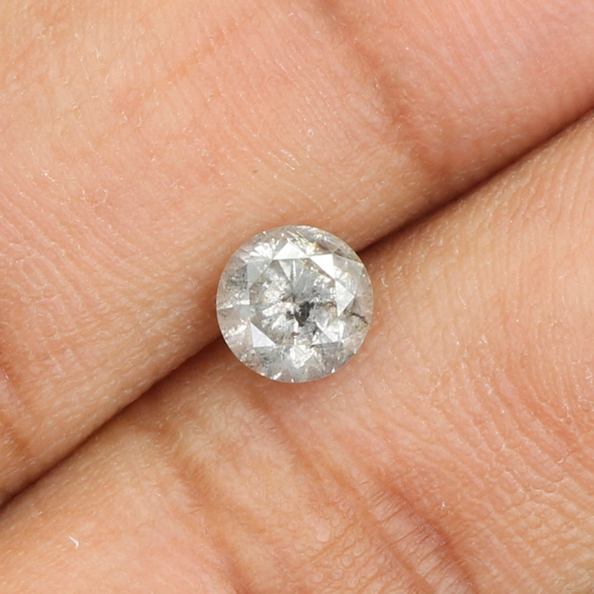 0.70 Ct Natural Loose Diamond, Round Brilliant Cut, Salt And Pepper Diamond, Black Gray Diamond, Rustic Diamond, Round Cut Diamond L5021