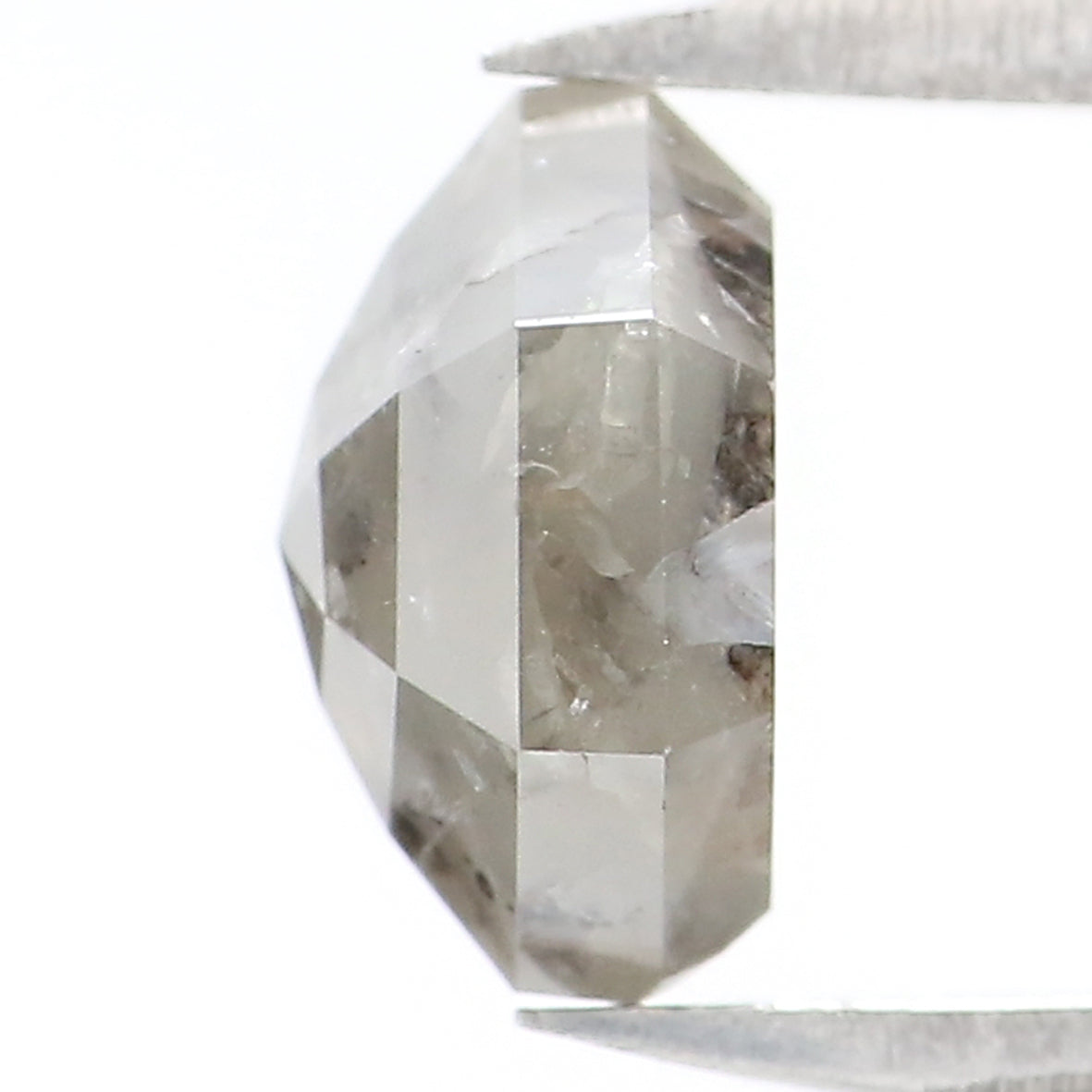 1.29 CT Natural Loose Hexagon Shape Diamond Salt And Pepper Hexagon Diamond 6.70 MM Natural Black Grey Color Hexagon Rose Cut Diamond KQ2007