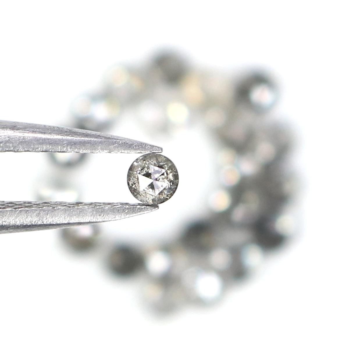 1.34 Ct Natural Loose Round Rose Cut Diamond Salt And Pepper Round Shape Diamond 2.10 MM Natural Black Grey Round Rose Cut Diamond LQ2771