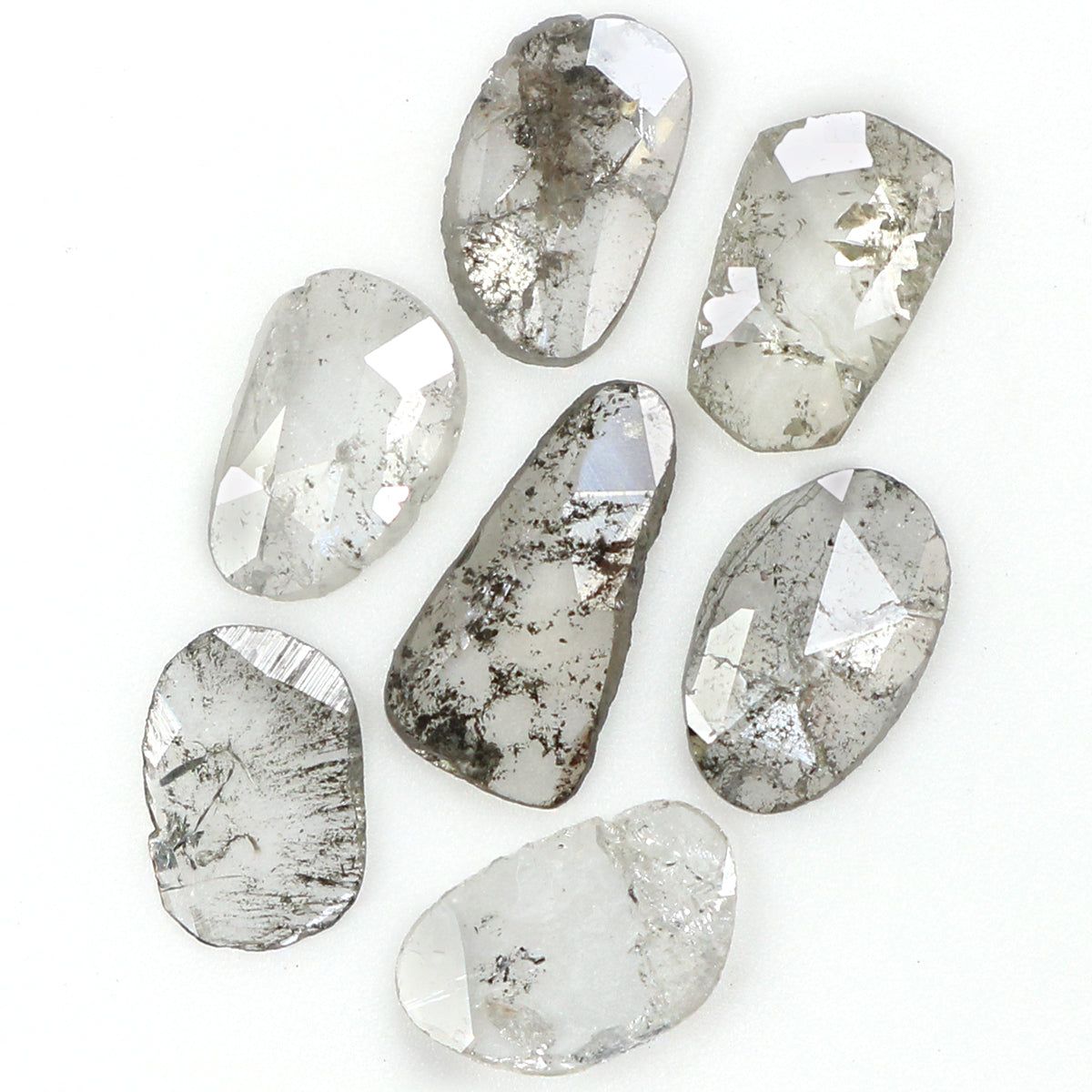 0.93 Ct Natural Loose Slice Shape Diamond Salt And Pepper Slice Cut Diamond 4.75 MM Natural Black Grey Diamond Irregular Cut Diamond LQ1500