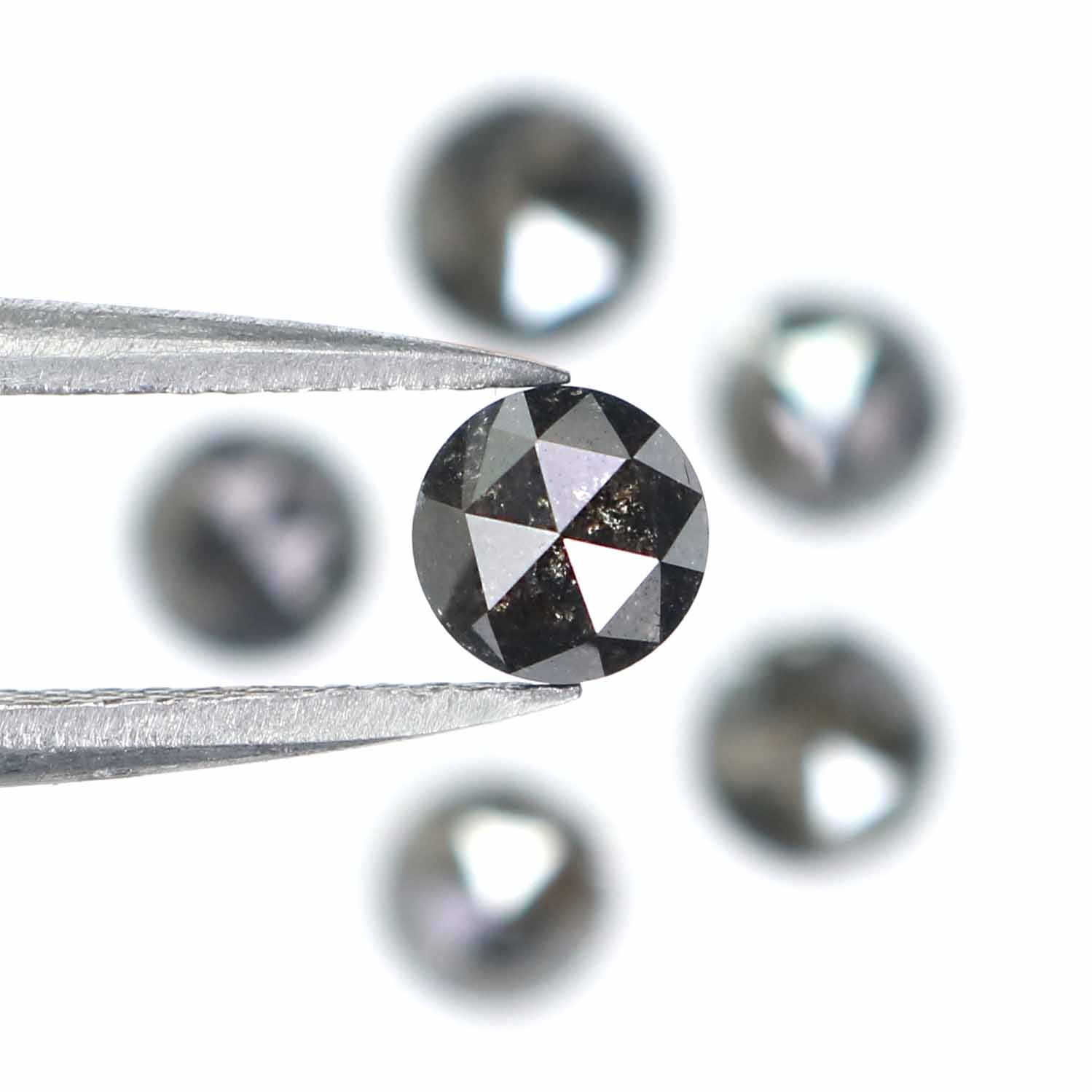 2.73 Ct Natural Loose Round Rose Cut Diamond Salt And Pepper Round Shape Diamond 4.50 MM Natural Black Grey Round Rose Cut Diamond LQ2378