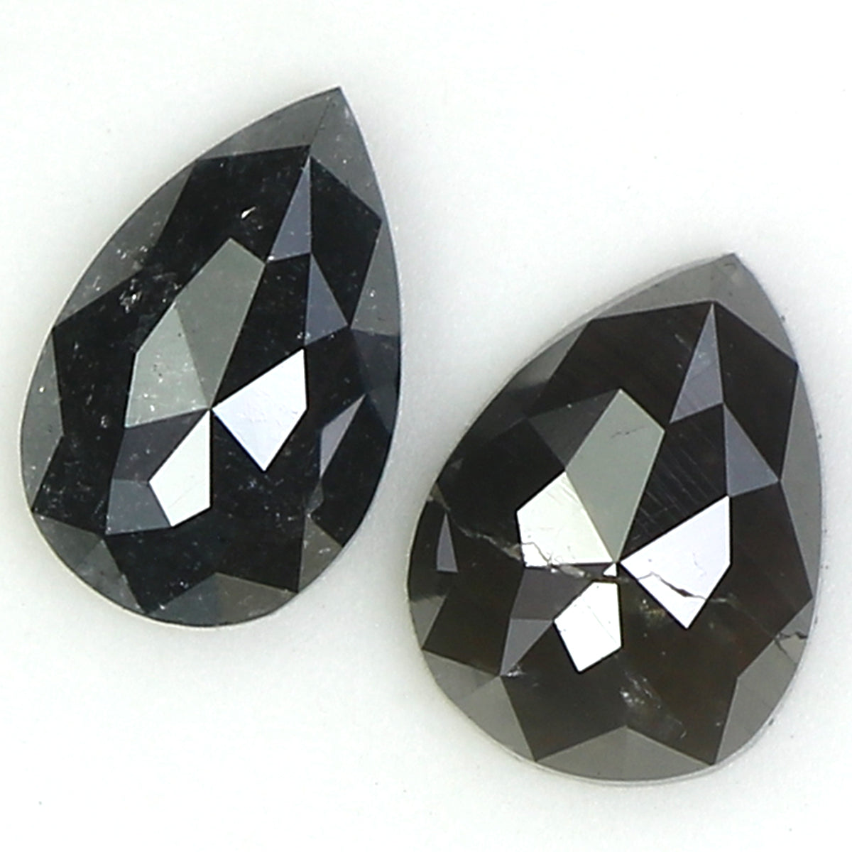 0.73 CT Natural Loose Pear Cut Pair Diamond Salt And Pepper Pear Shape Diamond 5.65 MM Natural Black Grey Color Pear Rose Cut Diamond KQ2386