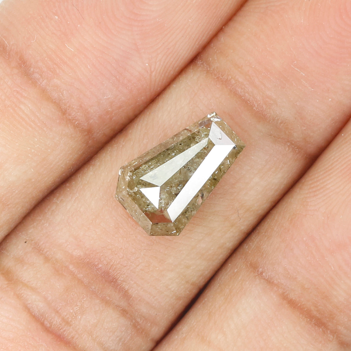 2.61 CT Natural Loose Coffin Cut Diamond Grey Brown Color Coffin Shape Diamond 11.05 MM Natural Loose Diamond Coffin Rose Cut Diamond QL400