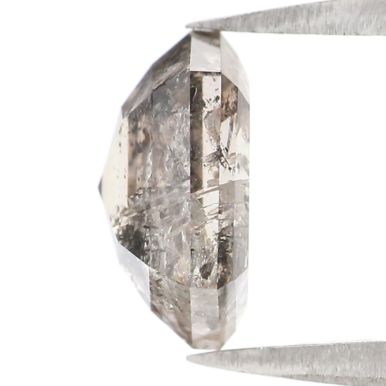 1.79 CT Natural Loose Hexagon Shape Diamond Salt And Pepper Hexagon Diamond 8.25 MM Black Grey Color Hexagon Shape Rose Cut Diamond QL2546