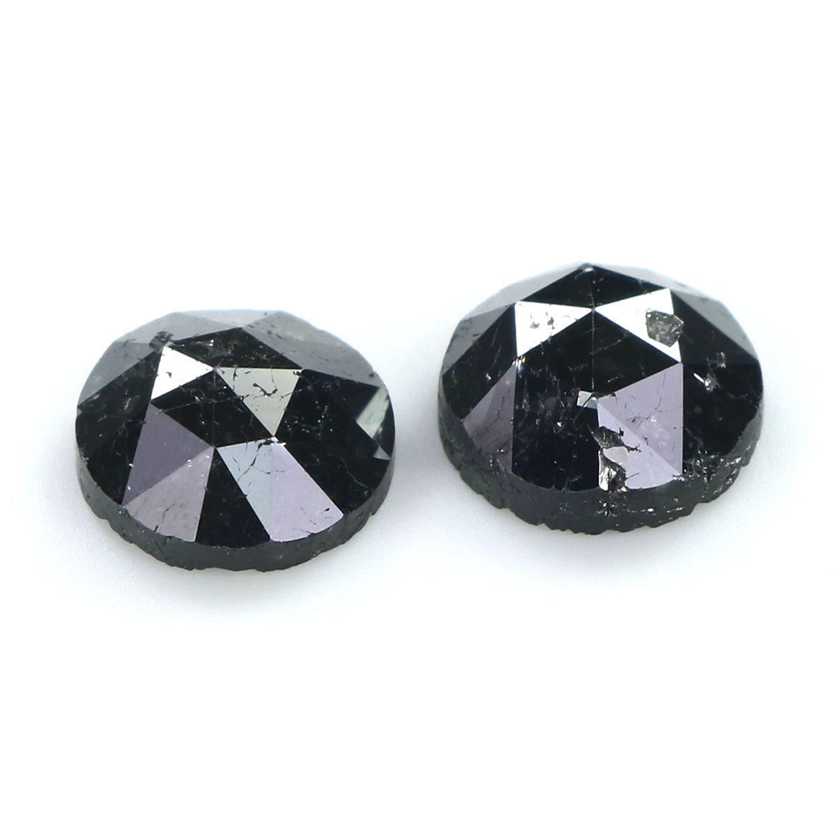 3.00 CT Natural Loose Round Rose Cut Pair Diamond Black Color Round Shape Diamond 7.30 MM Natural Black Color Round Rose Cut Diamond KQ2435
