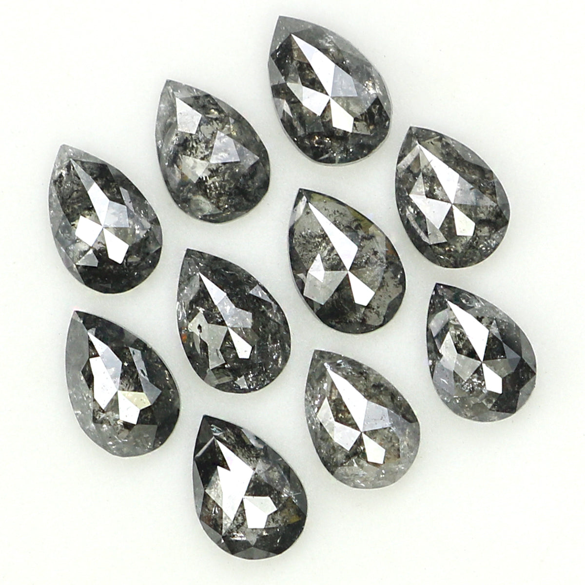 Natural Loose Pear Salt And Pepper Diamond Black Grey Color 1.08 CT 3.45 MM Pear Shape Rose Cut Diamond KDL1282