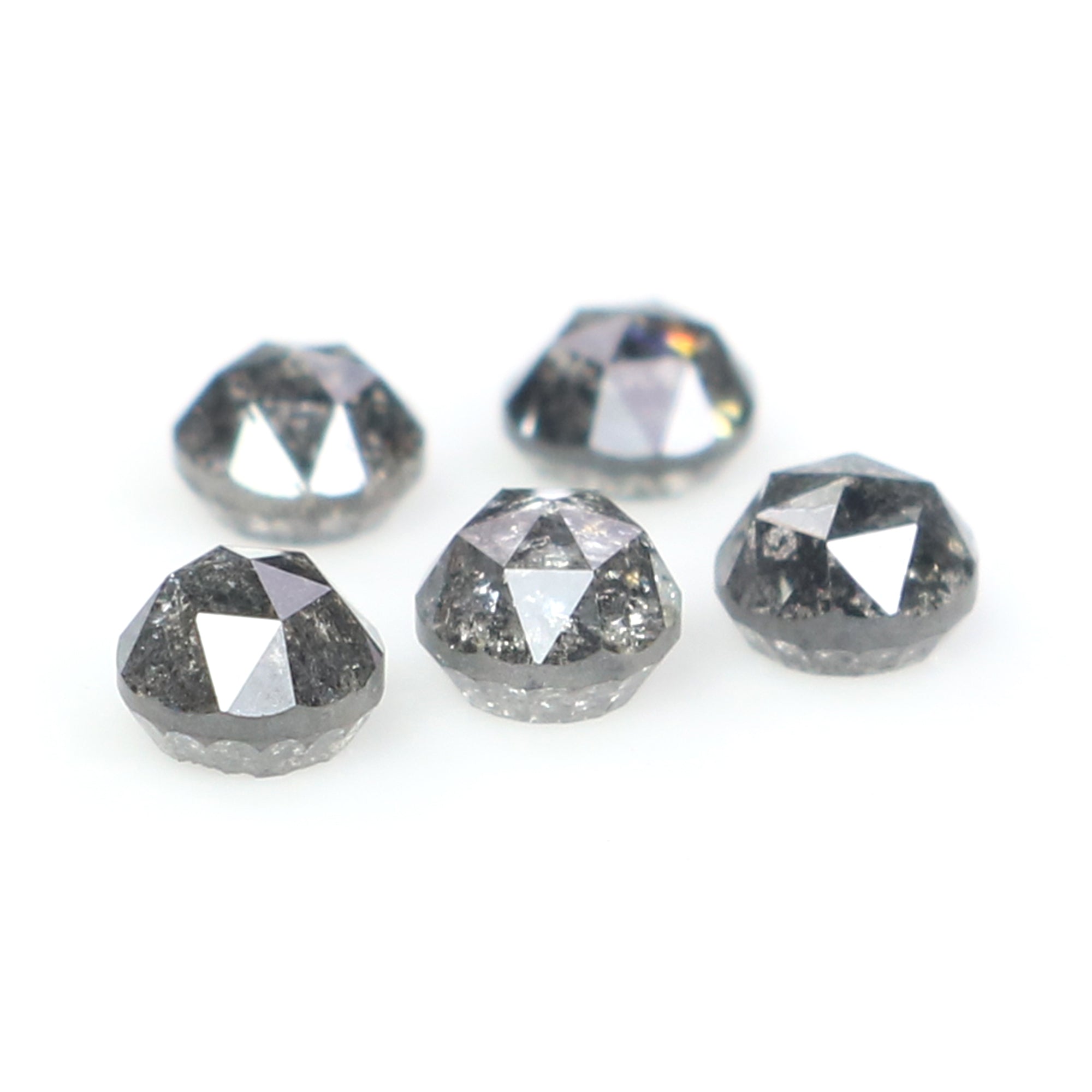 1.05 Ct Natural Loose Round Rose Cut Diamond Salt And Pepper Round Diamond 3.20 MM Natural Black Grey Color Round Rose Cut Diamond KQ2649