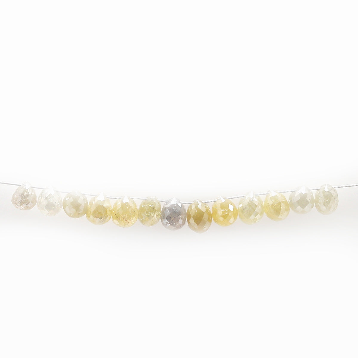 3.96 Ct Natural Loose Briolette Shape Diamond Yellow Color Drop Cut Diamond 3.00 MM Natural Grey Color Briolette Rose Cut Diamond LQB1779