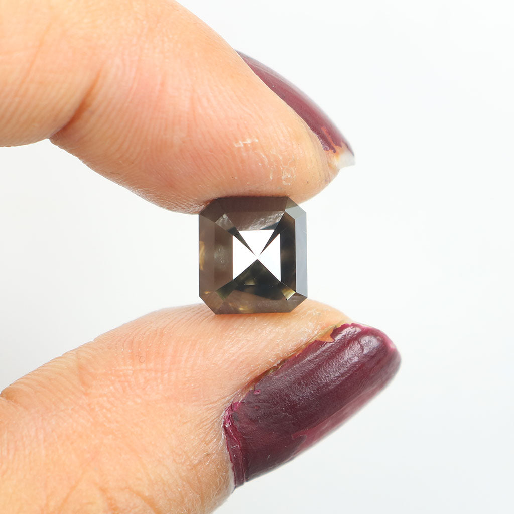 3.05 CT Natural Loose Emerald Shape Diamond Black Color Emerald Cut Diamond 7.90 MM Natural Loose Diamond Emerald Rose Cut Diamond QL9503