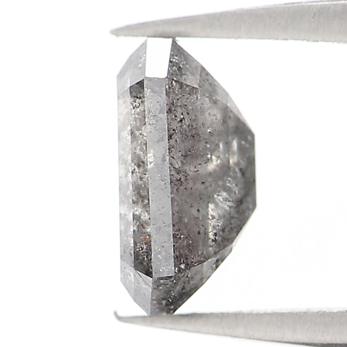 0.56 CT Natural Loose Emerald Shape Diamond Salt And Pepper Emerald Diamond 5.50 MM Natural Black Grey Color Emerald Rose Cut Diamond LQ1028
