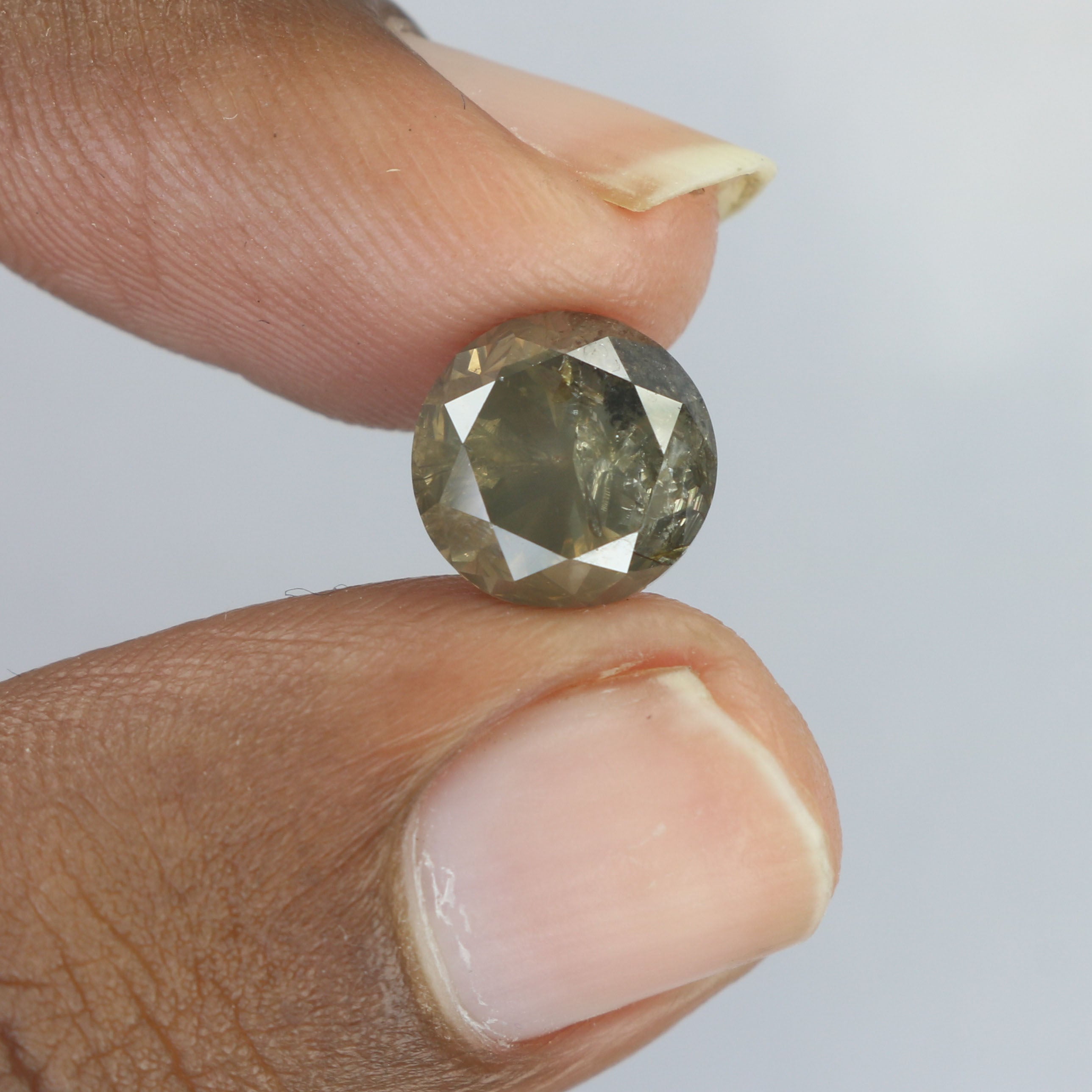 2.84 Ct Natural Loose Diamond Round Black Brown Color I3 Clarity 8.15 MM KDL8876