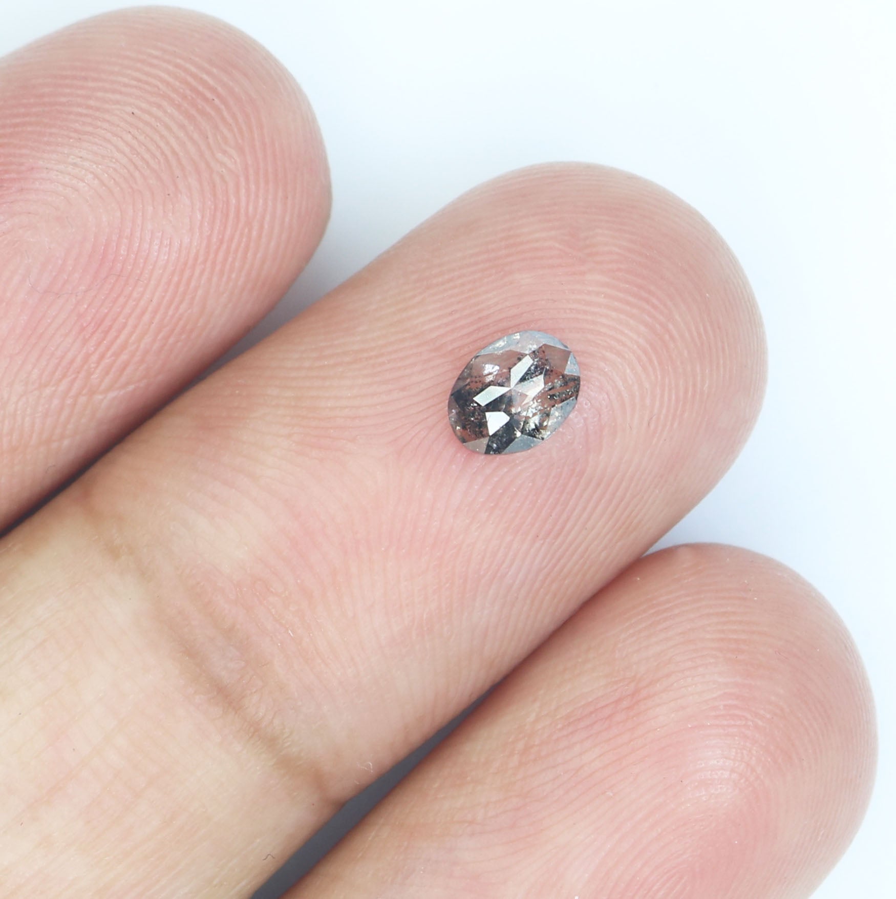 0.39 CT Natural Loose Oval Shape Diamond Salt And Pepper Oval Diamond 5.25 MM Natural Loose Black Grey Color Oval Rose Cut Diamond LQ8987