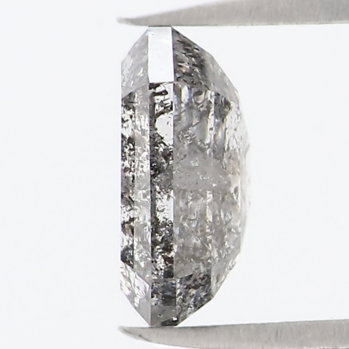 0.75 CT Natural Loose Emerald Shape Diamond Salt And Pepper Emerald Shape Diamond 5.95 MM Black Grey Color Emerald Rose Cut Diamond QL1100