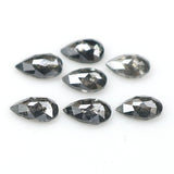 Natural Loose Pear Salt And Pepper Diamond Black Grey Color 1.18 CT 4.30 MM Pear Shape Rose Cut Diamond L1839