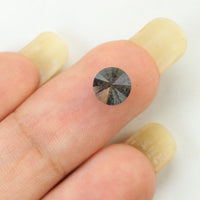 1.25 Ct Natural Loose Diamond Round Black Grey Salt And Pepper Color I3 Clarity 6.40 MM KDL8301
