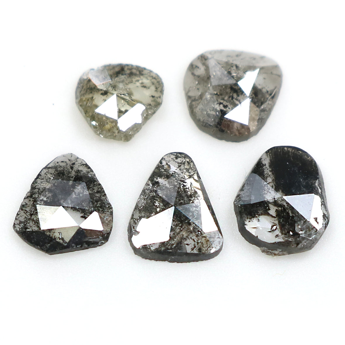 0.98 Ct Natural Loose Slice Shape Diamond Salt And Pepper Slice Cut Diamond 4.00 MM Natural Black Grey Diamond Irregular Cut Diamond LQ1508