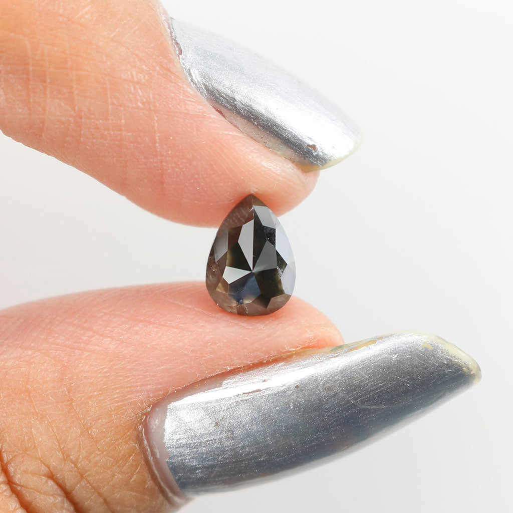 IGI CERTIFIED 1.34 Ct Natural Loose Diamond Pear Brilliant Natural Fancy Black Color 7.75 MM KDL9380