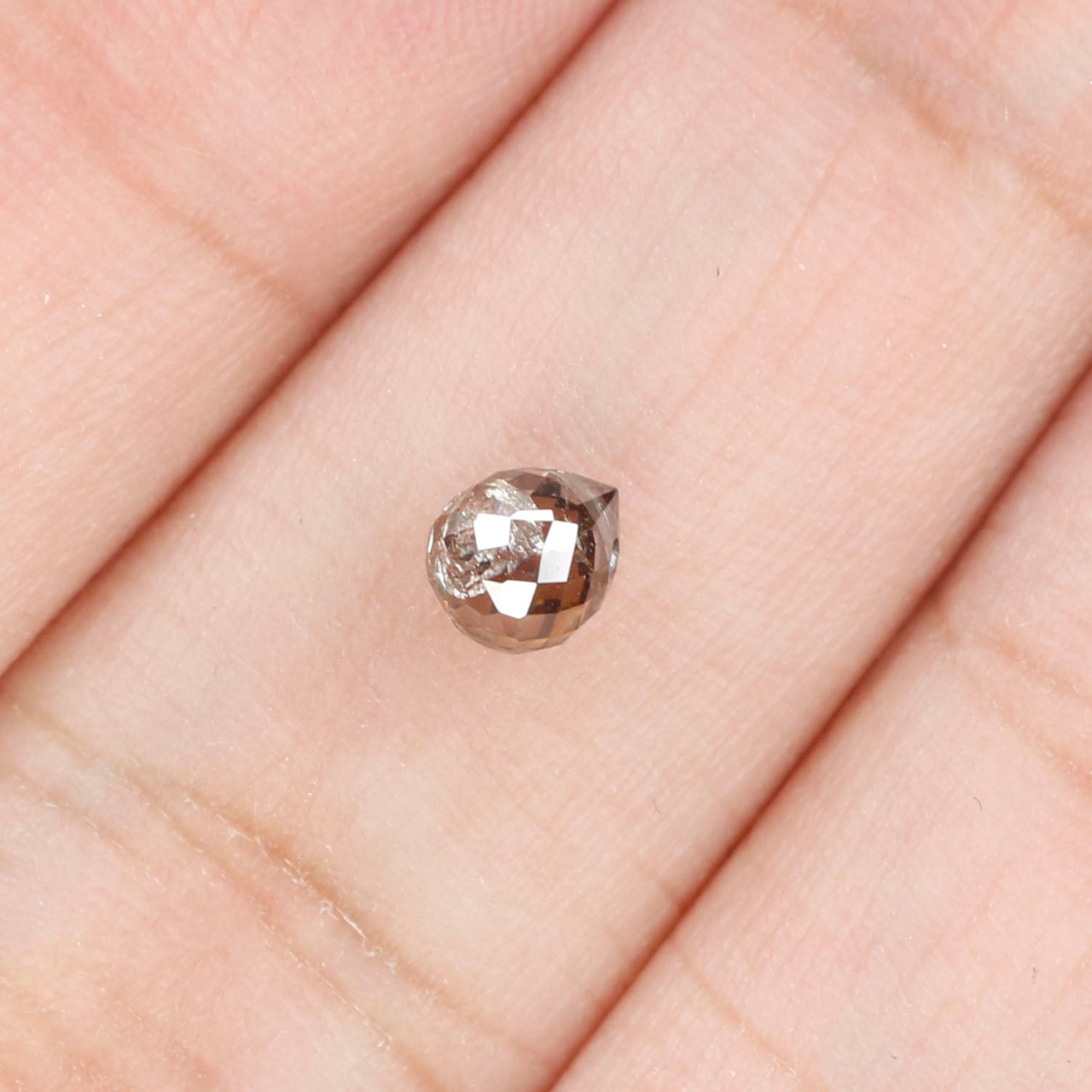 0.59 Ct Natural Loose Briolette Shape Diamond Brown Color Drop Diamond 4.60 MM Natural Loose Brown Color Briolette Rose Cut Diamond LQ131