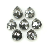 Natural Loose Pear Salt And Pepper Diamond Black Grey Color 1.07 CT 3.90 MM Pear Shape Rose Cut Diamond KDL1279