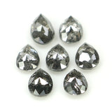 Natural Loose Pear Salt And Pepper Diamond Black Grey Color 1.07 CT 3.90 MM Pear Shape Rose Cut Diamond KDL1279