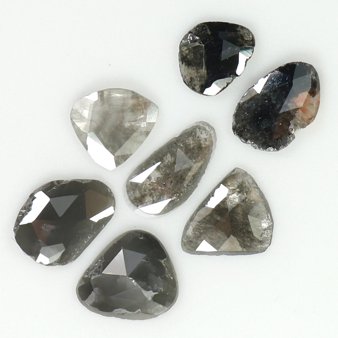 1.24 Ct Natural Loose Slice Shape Diamond Salt And Pepper Slice Diamond 4.20 MM Natural Black Grey Color Slice Irregular Cut Diamond LQ1441