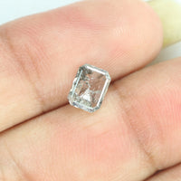 0.74 Ct Natural Loose Diamond Emerald Black Grey Salt And Pepper Color I3 Clarity 6.30 MM KDL8434