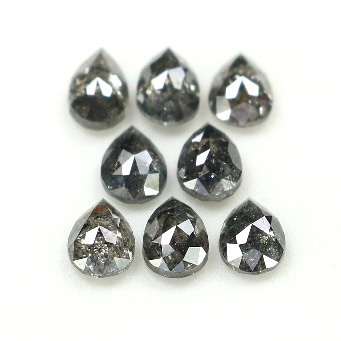 Natural Loose Pear Salt And Pepper Diamond Black Grey Color 1.05 CT 3.80 MM Pear Shape Rose Cut Diamond KDK2404