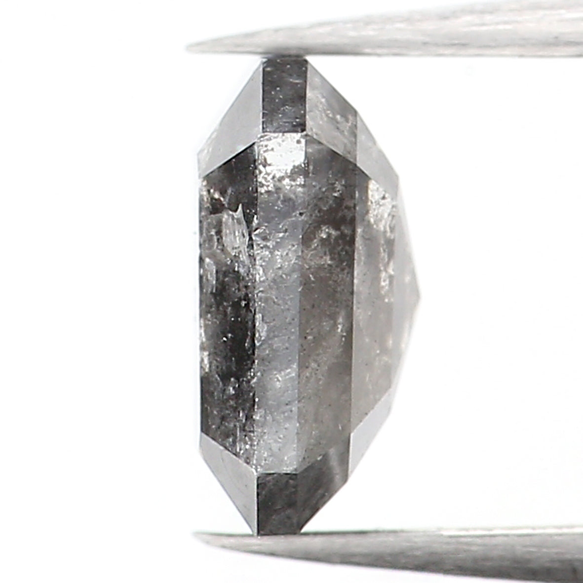 1.10 CT Natural Loose Emerald Shape Diamond Salt And Pepper Emerald Shape Diamond 6.50 MM Black Grey Color Emerald Rose Cut Diamond QL974